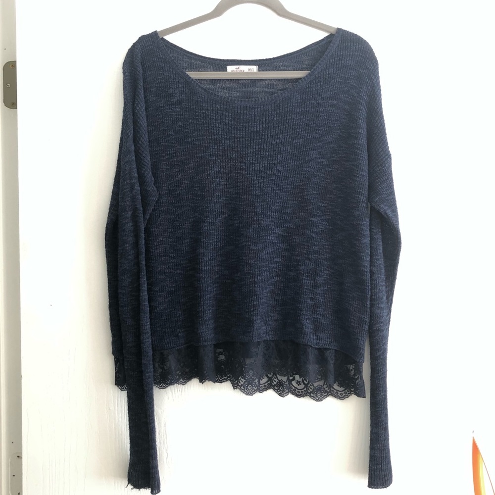 Hollister Navy Lace Trim Sweater*